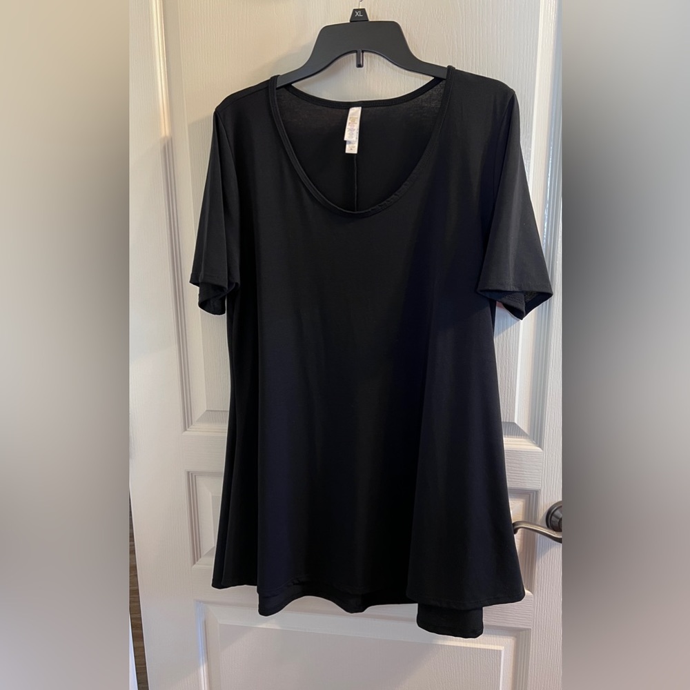 Long Black V Neck Tunic Blouse Sz XL